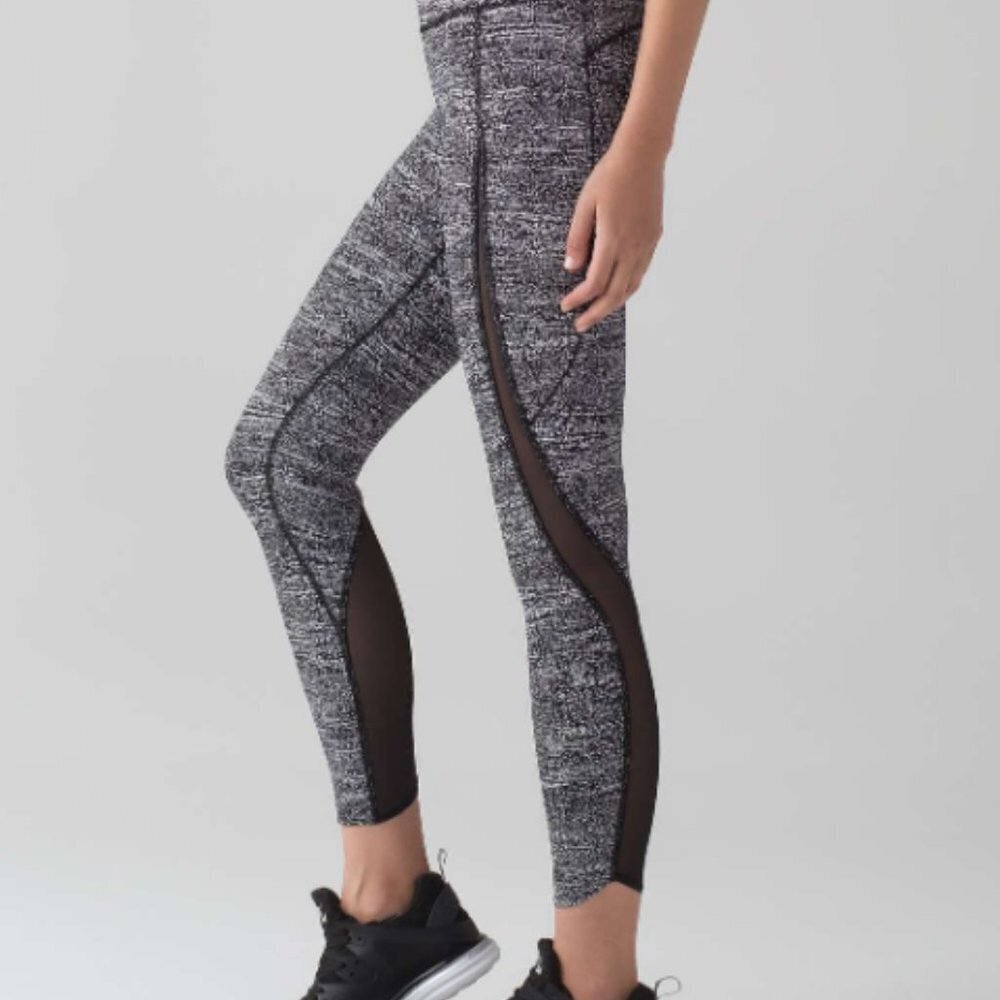 Lululemon Pace Perfect 7/8 Tight (25") Air Time Black/White Size 4